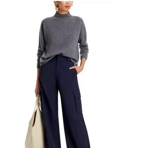 Luxurious 100% Cashmere Mock Neck Brushed Cashmere Sweater By Aqua in Med Gray